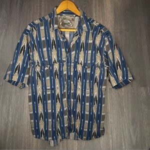 Vintage Pier Connection 100% Cotton Abstract Button Up Shirt Size L